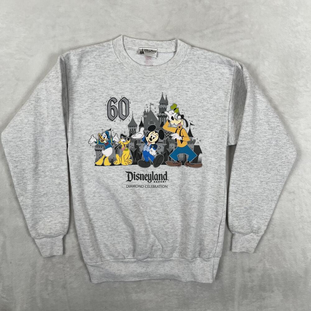 Disney Parks Disneyland Sweatshirt Kids Large Gray 60th Anniversary Crewneck